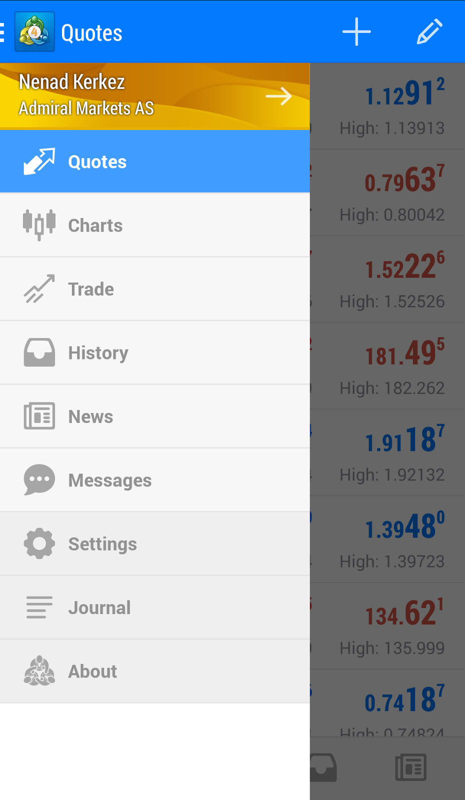 Обновите metatrader 4 для android до последней версии билд 1337